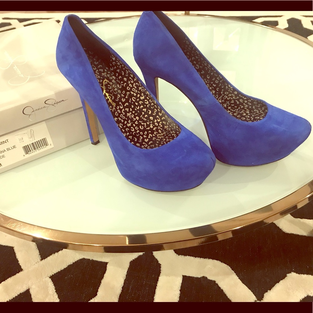 Jessica Simpson Americana Blue Suede Heels